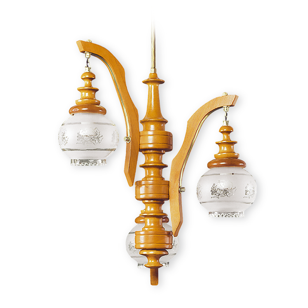 ARAÑA 3 LUCES TORNEADA CON GLOBITO Nº1, ANCHO 75 CM, ALTO 70 CM 3000/3