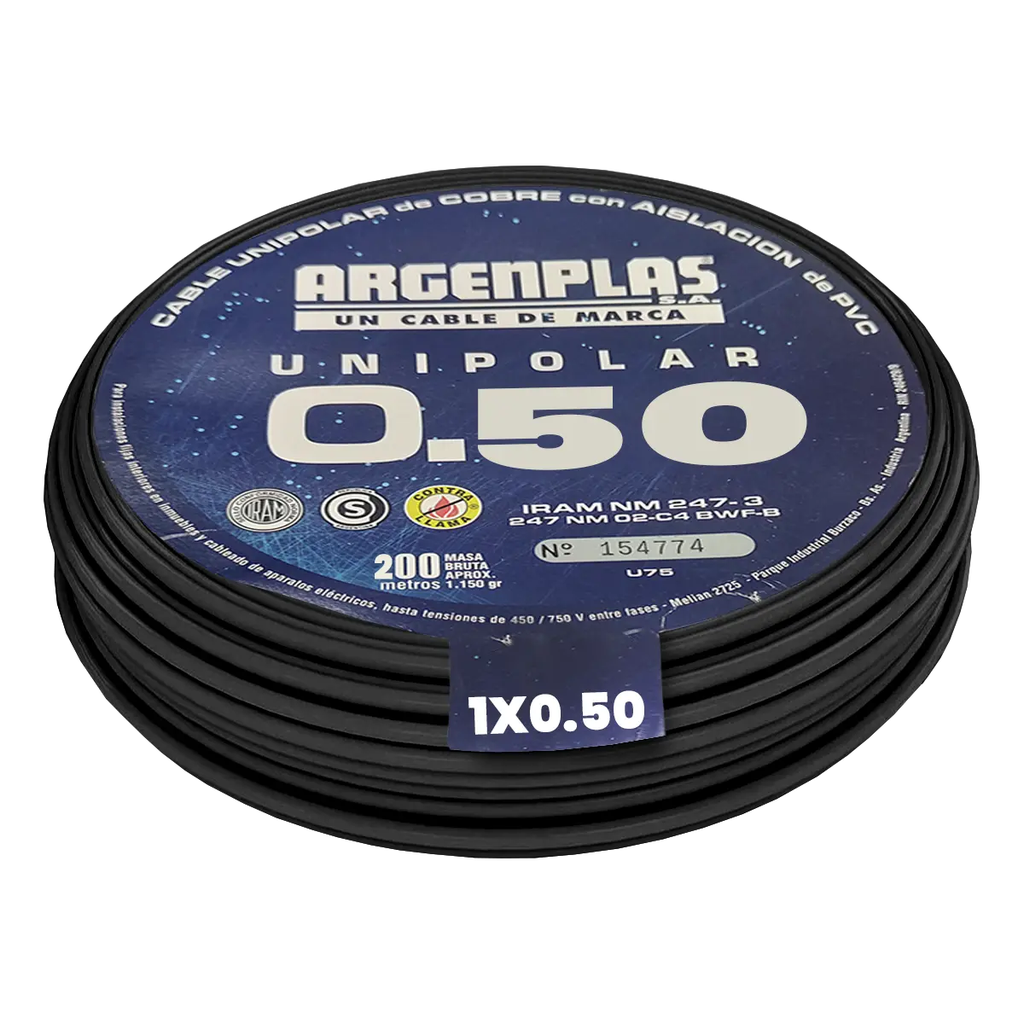 Cable Unipolar 0.50 mm Argenplas Negro