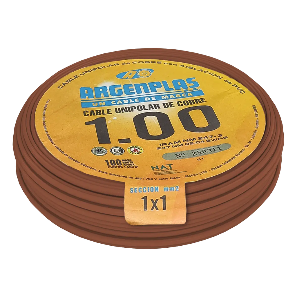Cable unipolar 1mm Argenplas Marrón