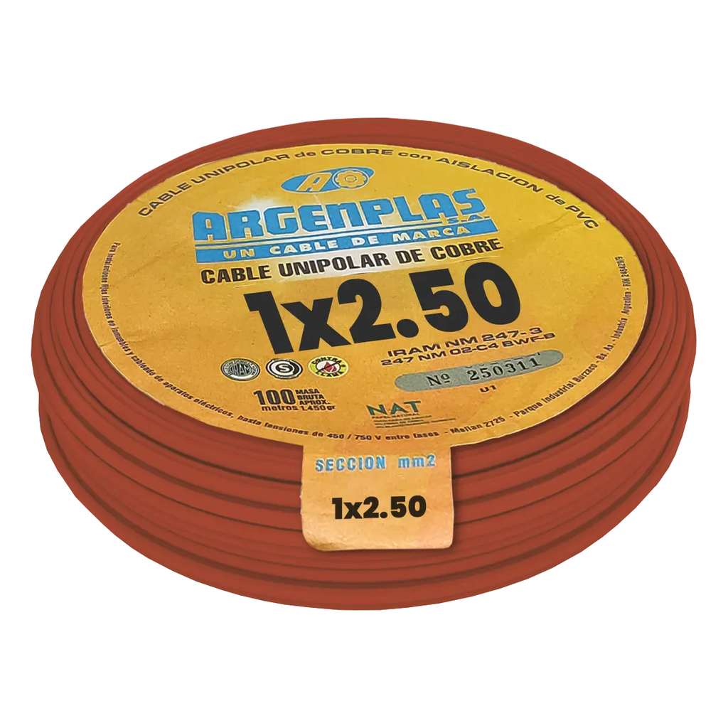 Cable Unipolar 2.5mm Argenplas Marrón