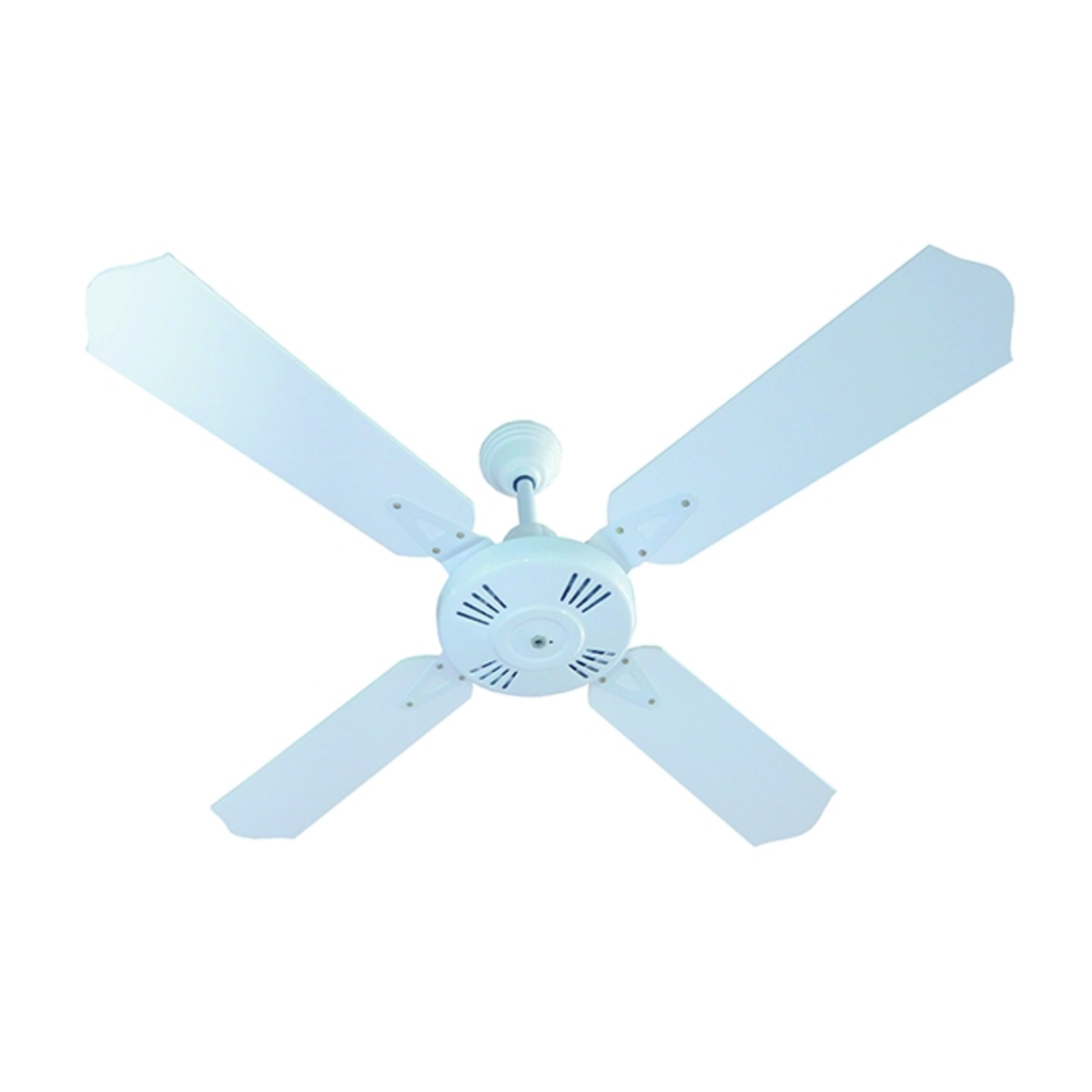 Ventilador de techo de cuatro palas de madera laqueadas blancas 1200 mm.