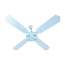 Ventilador de techo de cuatro palas de madera laqueadas blancas 1200 mm.