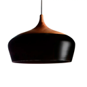GOURMET - COLGANTE MADERA Y ALUMINIO 1 LUZ E27 NEGRO