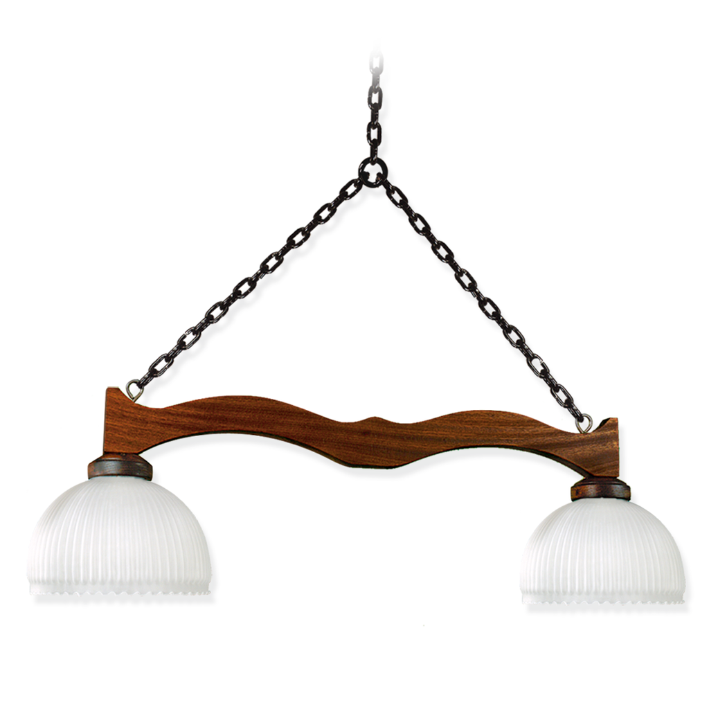 COLGANTE RUSTICO  2 LUCES TULIPA DE VIDRIO SATINADO