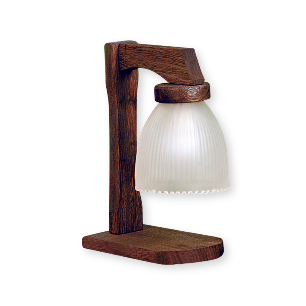 VELADOR RUSTICO Y  TULIPA DE VIDRIO SATINADA