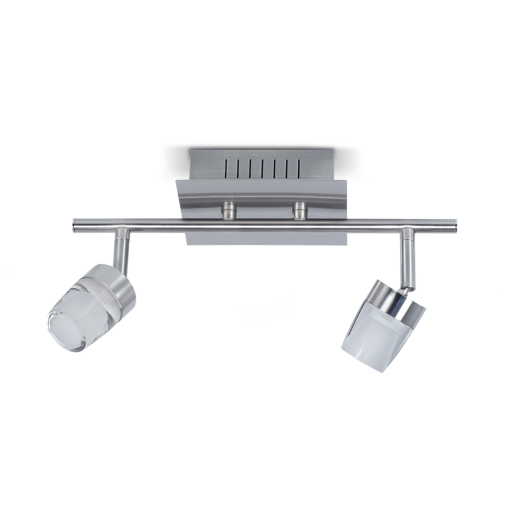 Spot 2L base platil; tulipa acrilico en led 2x5w