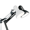 Lampara de escritorio clasica blanca doble brazo con pantalla de chapa estampada con morsa para E27