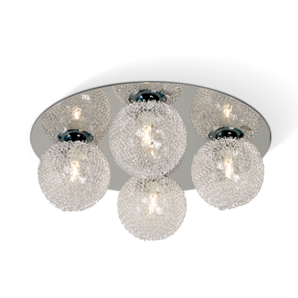 Plafon de vidrio recubierto en alambre base redonda 4xG9