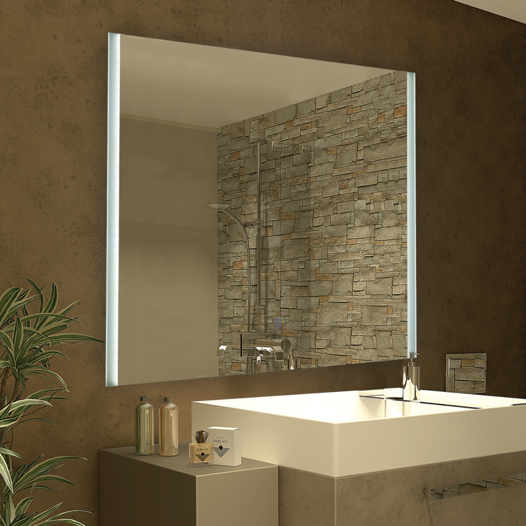 Espejo con luz de led incorporada touch lineal en sus bordes 80 x 60cm