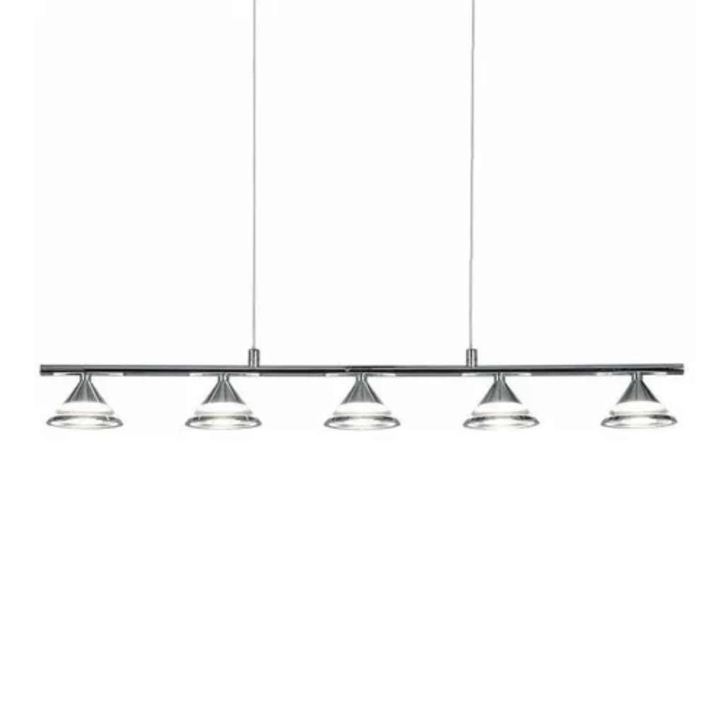 Colgante lineal con tulipas en led de 5 luces x 3w