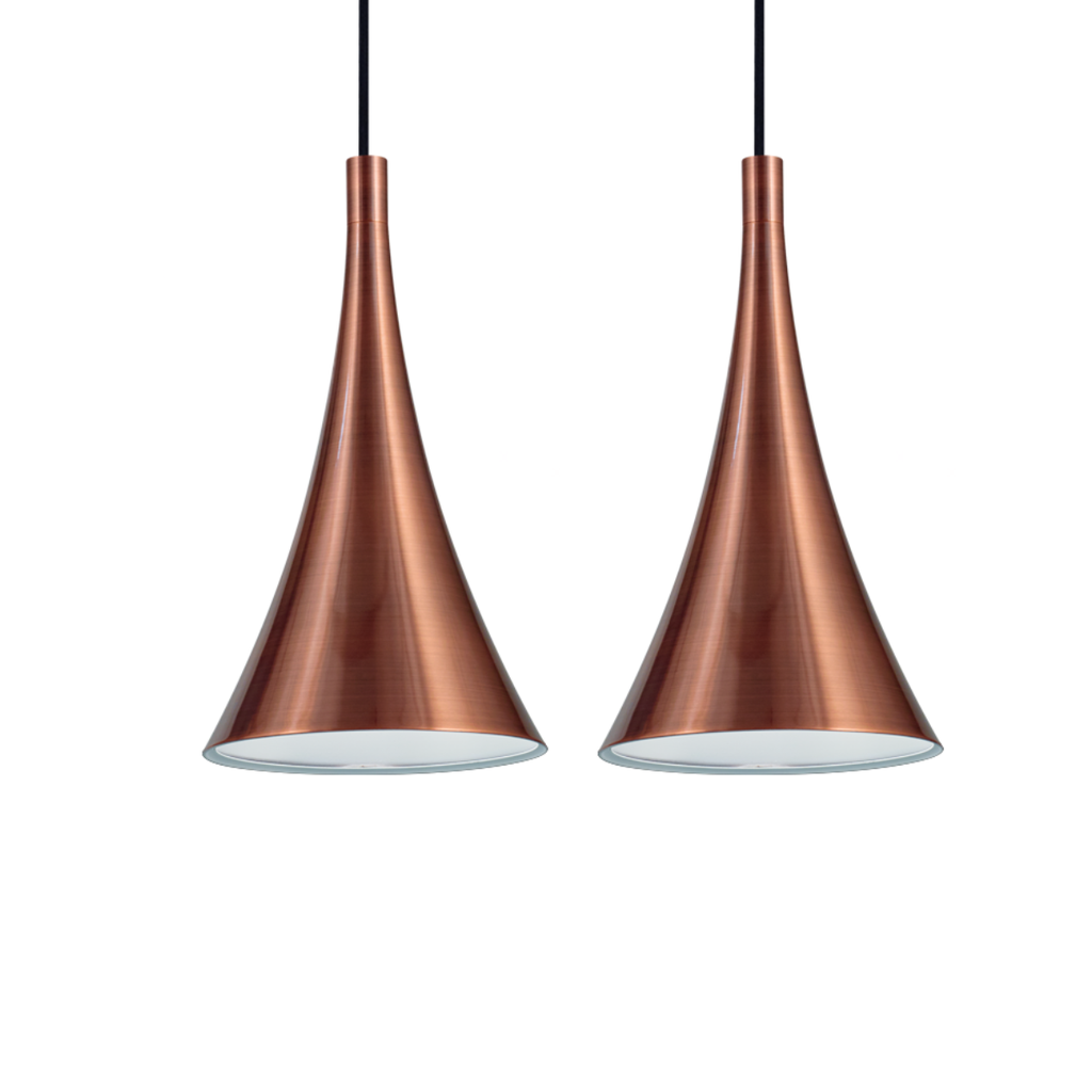 Colgante de chapa conico ø20cm para E27, en liston de 50cm