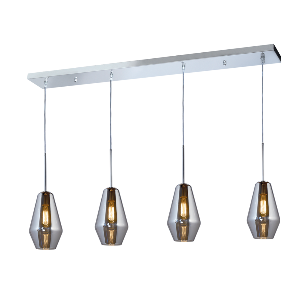Colgante de 4L con tulipas vidrio tubular gris
