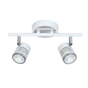 Spot de chapa de 2 luces blanco con detalle cromo