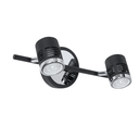 Spot de chapa de 2 luces negro con detalle cromo