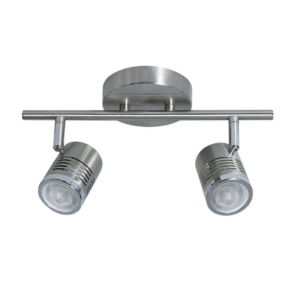 Spot de chapa de 2 luces platil con detalle cromo