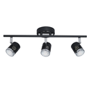 Spot de chapa de 3 luces negro con detalle cromo