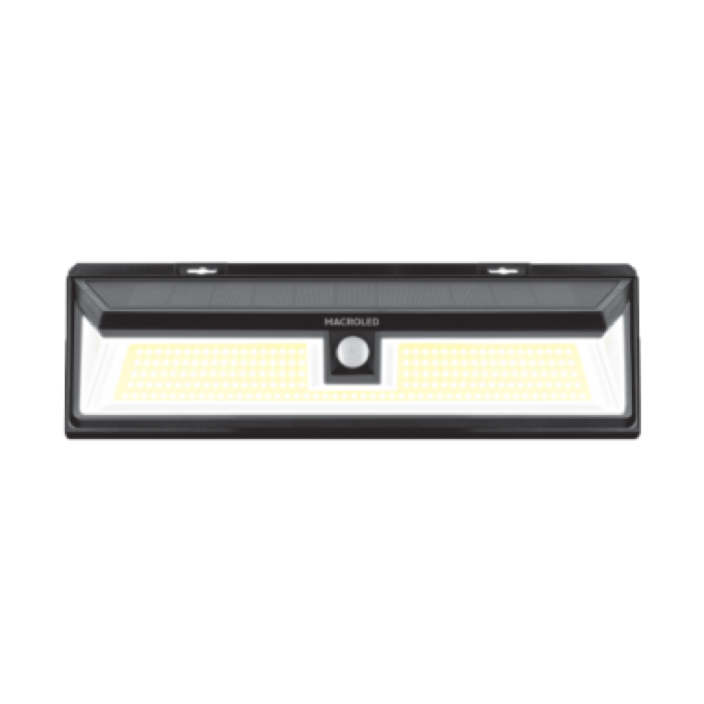 Aplique solar 10w c/ sensor de movimiento IP65 Macroled frio