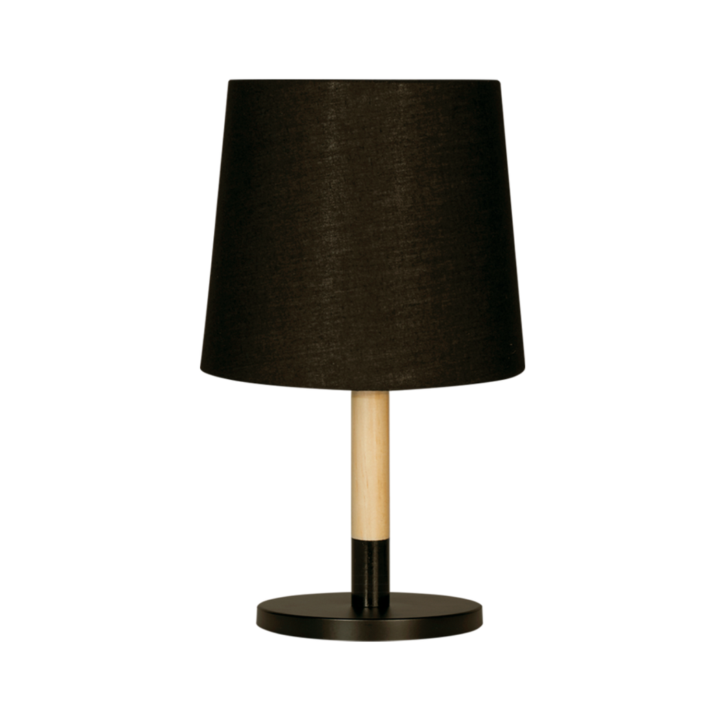 Lampara mesa de madera con pantalla; H32cm Negro