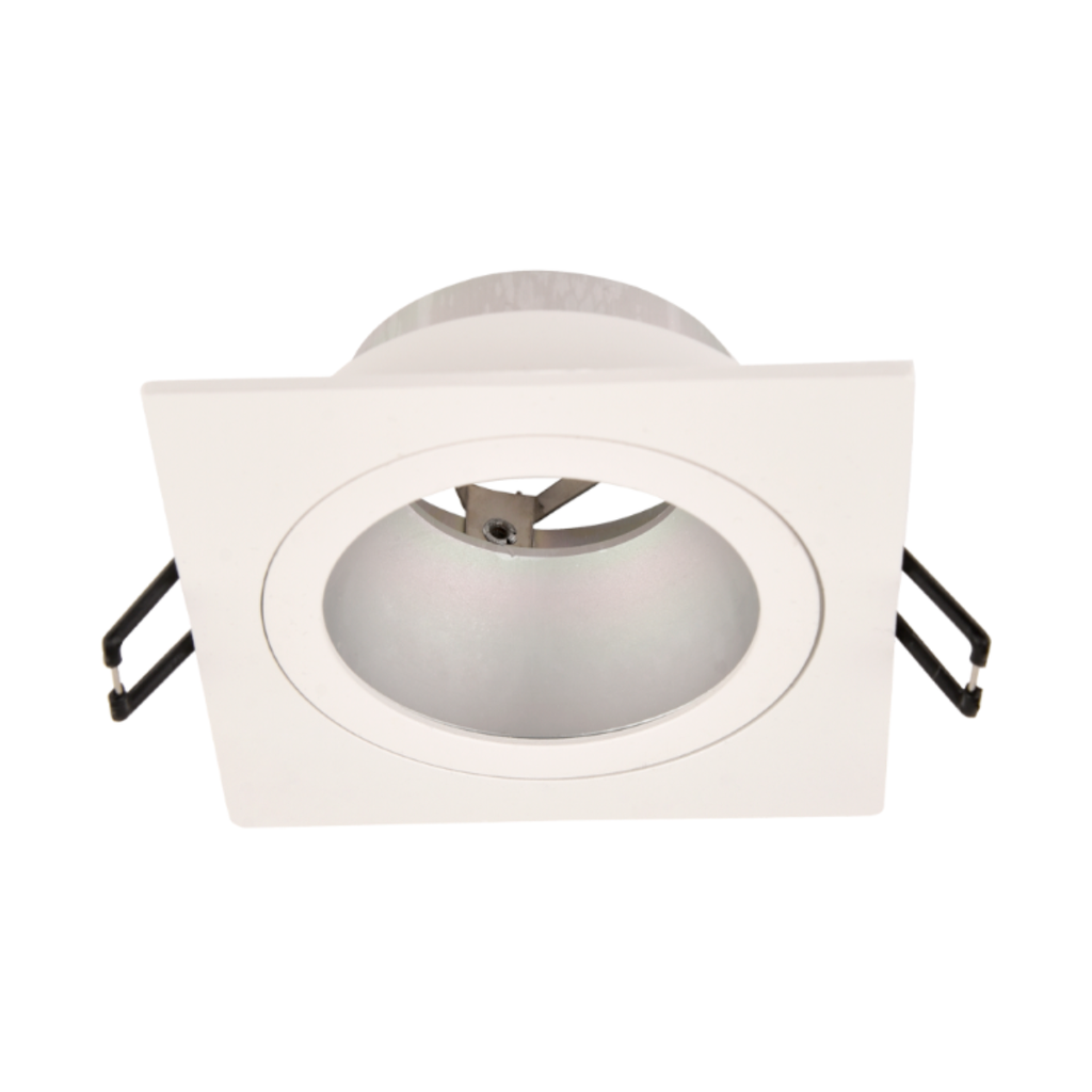 ARTEFACTO DE EMBUTIR CUADRADO ANTIDESLUMBRANTE DICRO X1 FIJO ALUMINIO BLANCO-CROMO