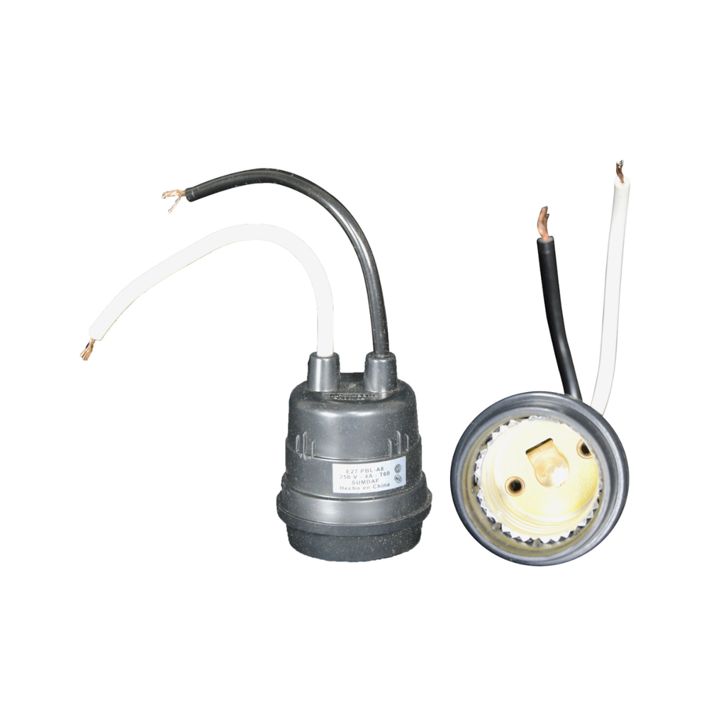 PORTALÁMPARAS PLASTICO NEGRO CON CUERPO PLÁSTICO LISO E27 H536 / 250 V - 4 A – T190