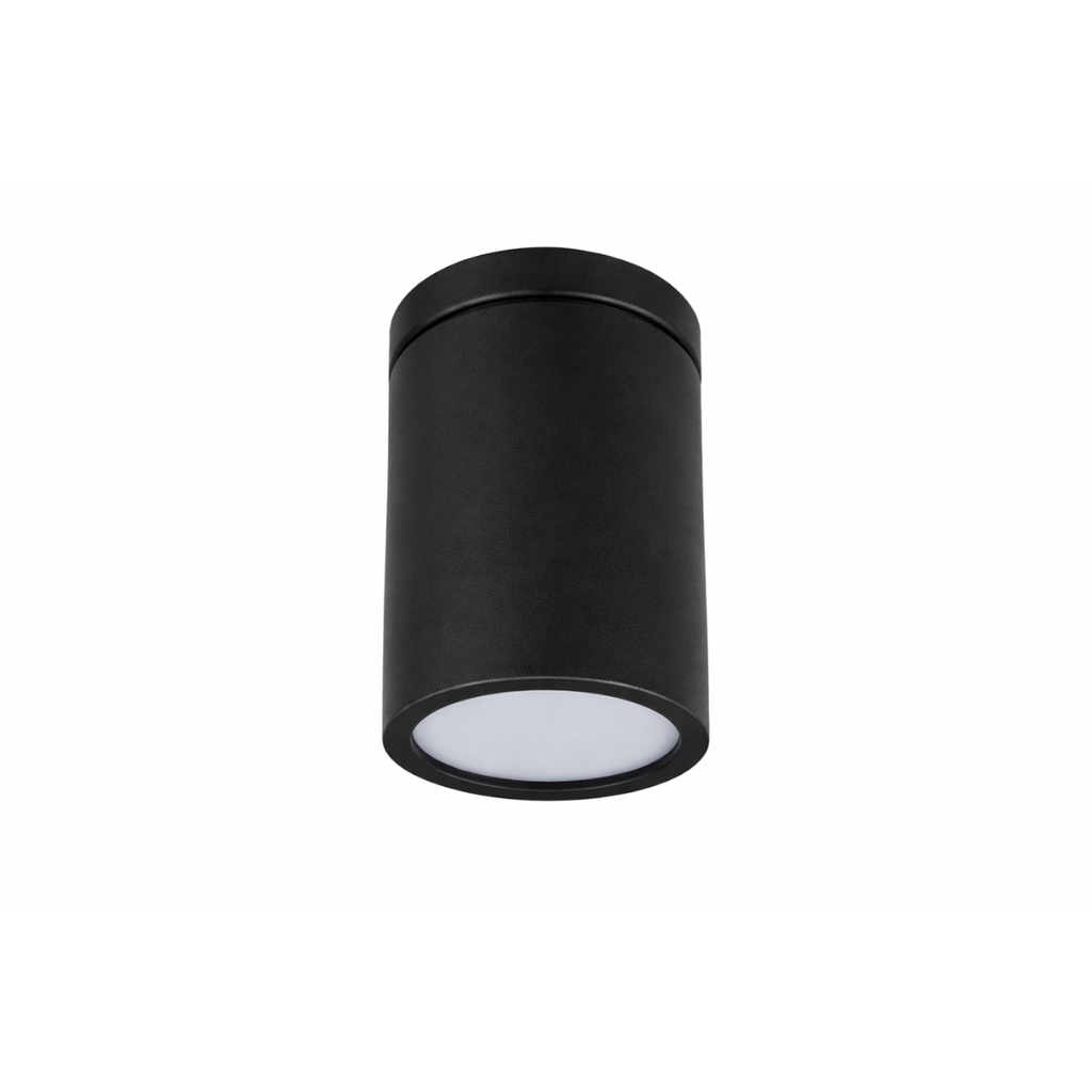 Plafón cilindrico Ø75x110mm para lámpara GU10 10cm c/acrílico negro