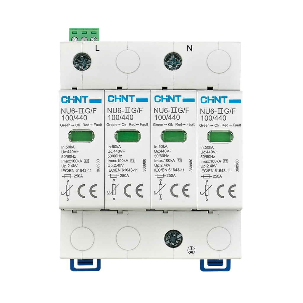 PROTECTOR CONTRA SOBRE TENSIONES - 4 POLOS 60 KA/385V