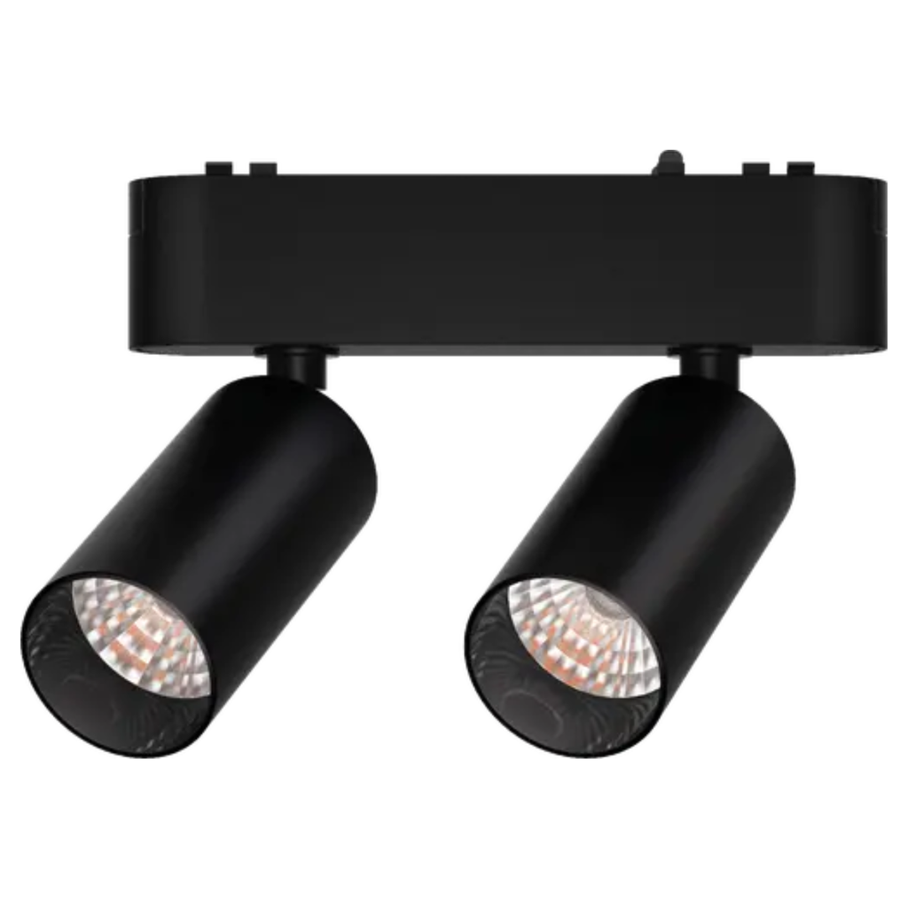 CABEZAL MOVIL DOBLE ANTIDESLUMBRAMIENTO NEGRO PARA RIEL MAGNETICO SKYLINE ø31MM MACROLED, DC48V, 10W, 2700K, 24°, RA>90