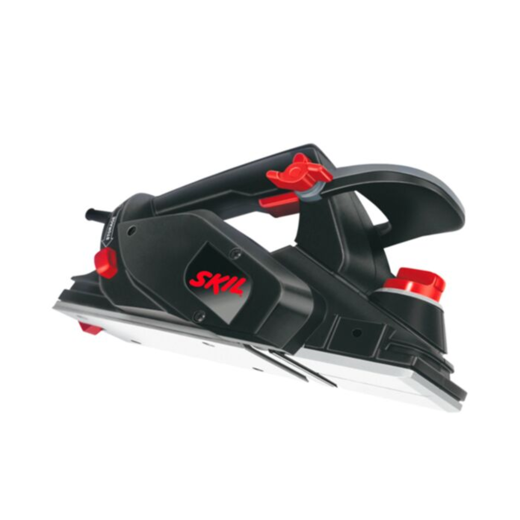 Cepillo eléctrico / Potencia 550 W / Anchura del cepillo 82 mm / Profundidad de cepillado 0 - 1,5 mm / Profundidad de rebaje 0 - 8 mm. / Velocidad en vacío 16.000 RPM / Standard Equipment / Llave para cambiar las hojas / Compartimento para llaves.