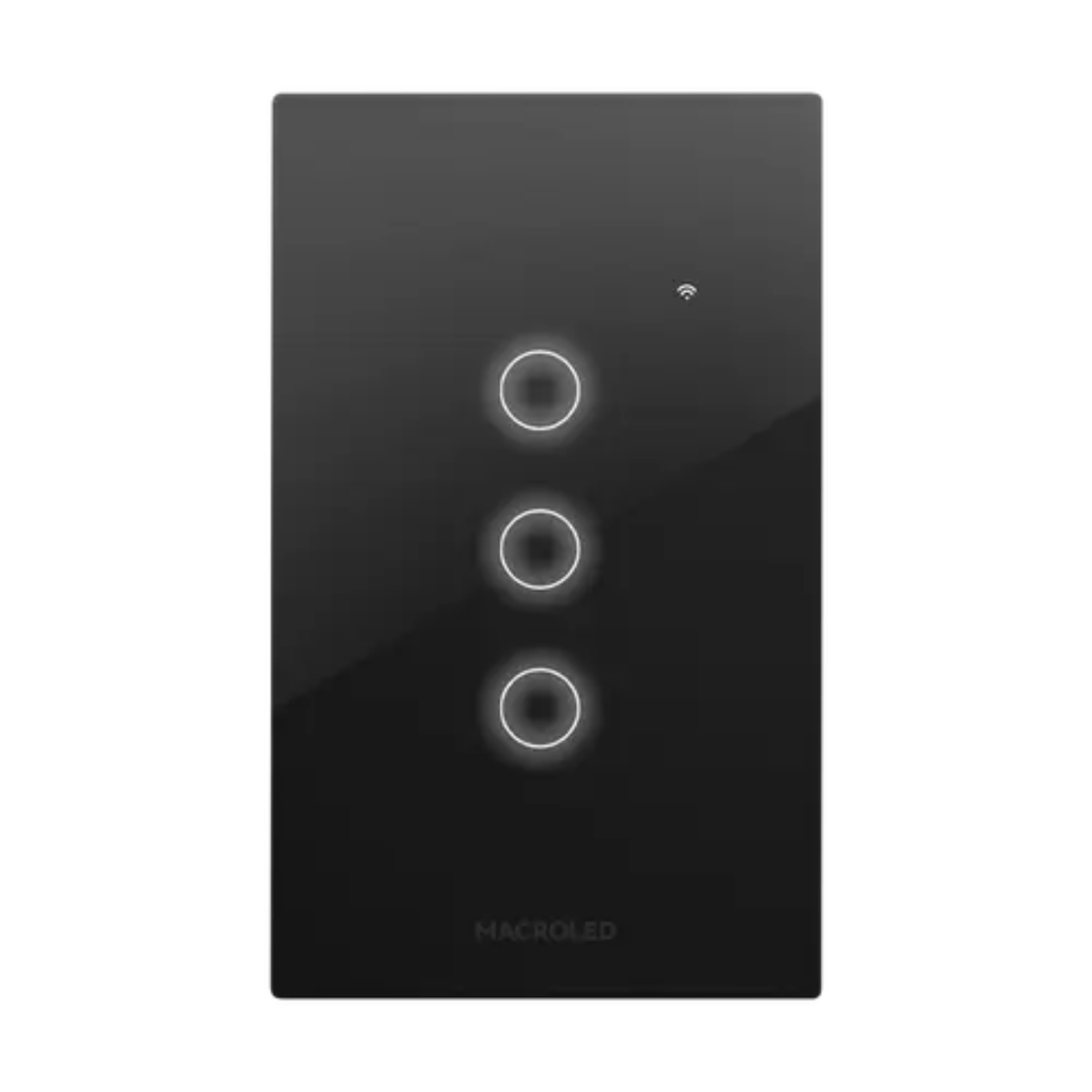 TECLA SMART NEGRO MACROLED 3 CANALES AC100-240V MAX 10A CON CAPACITOR