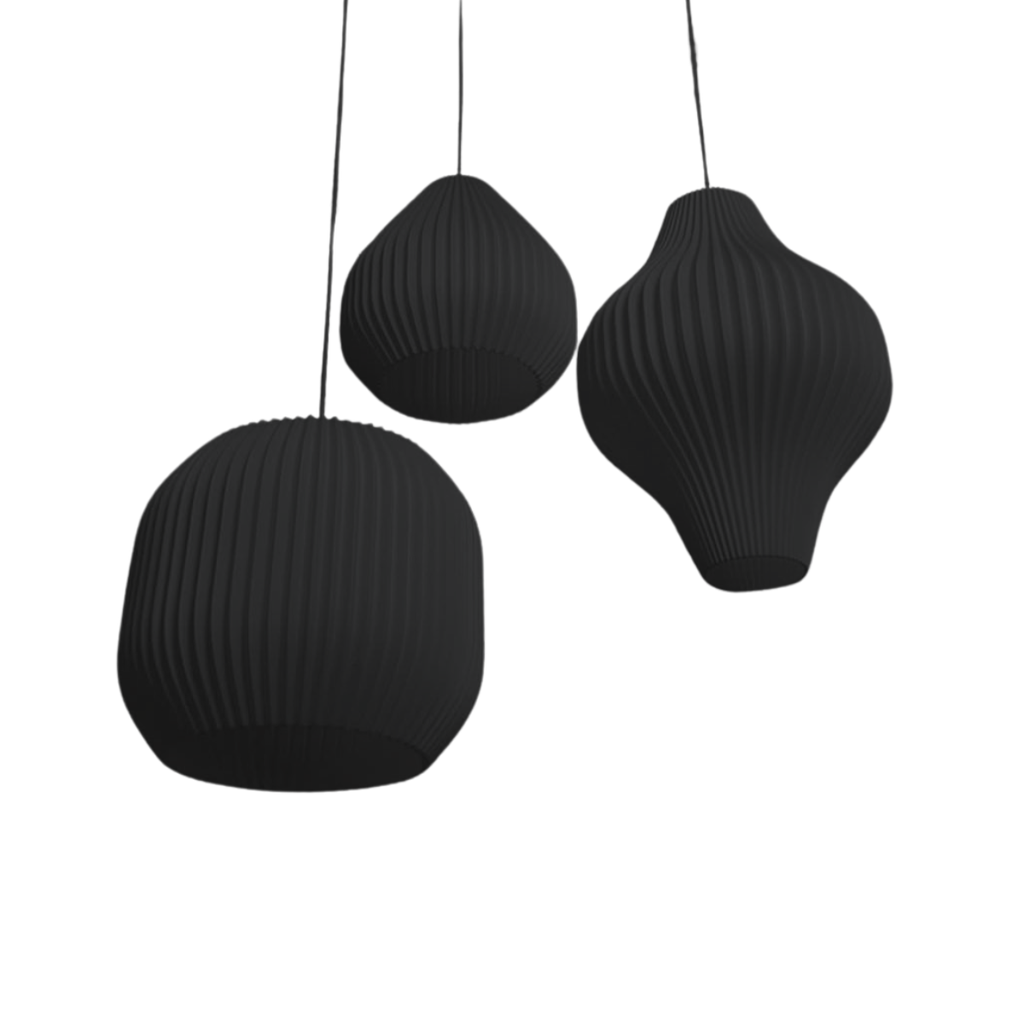 Triptico colgante facetado 30 cm + floron 50 cm negro