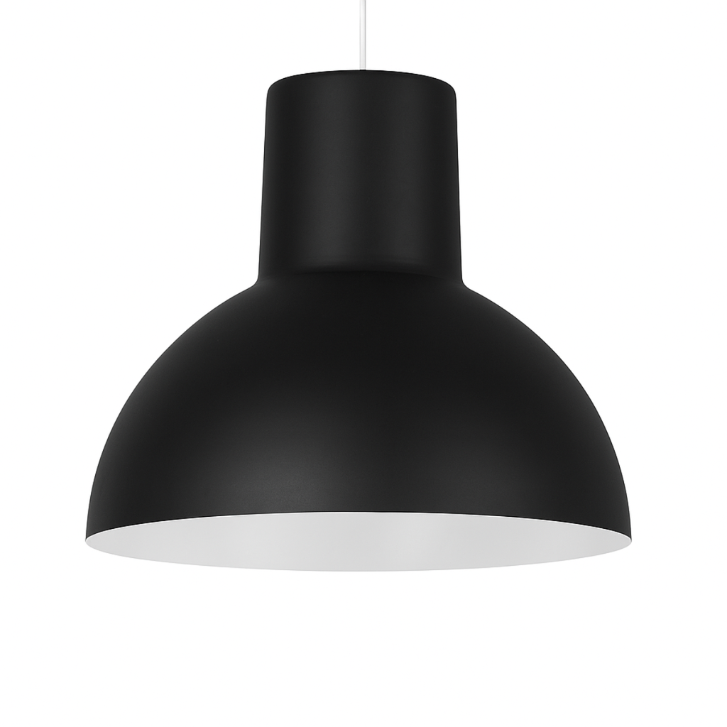 Colgante media esfera, ø 550 mm con capuchón. Alma de acero negro