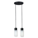 Colgante tubo dos luces pantalla tubo, base redonda pvc negro