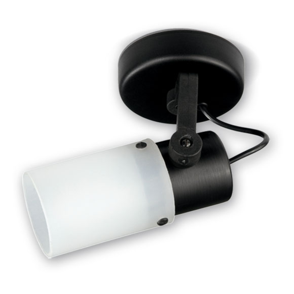 Spot una luz, pantalla tubo , horquilla polipropileno negro