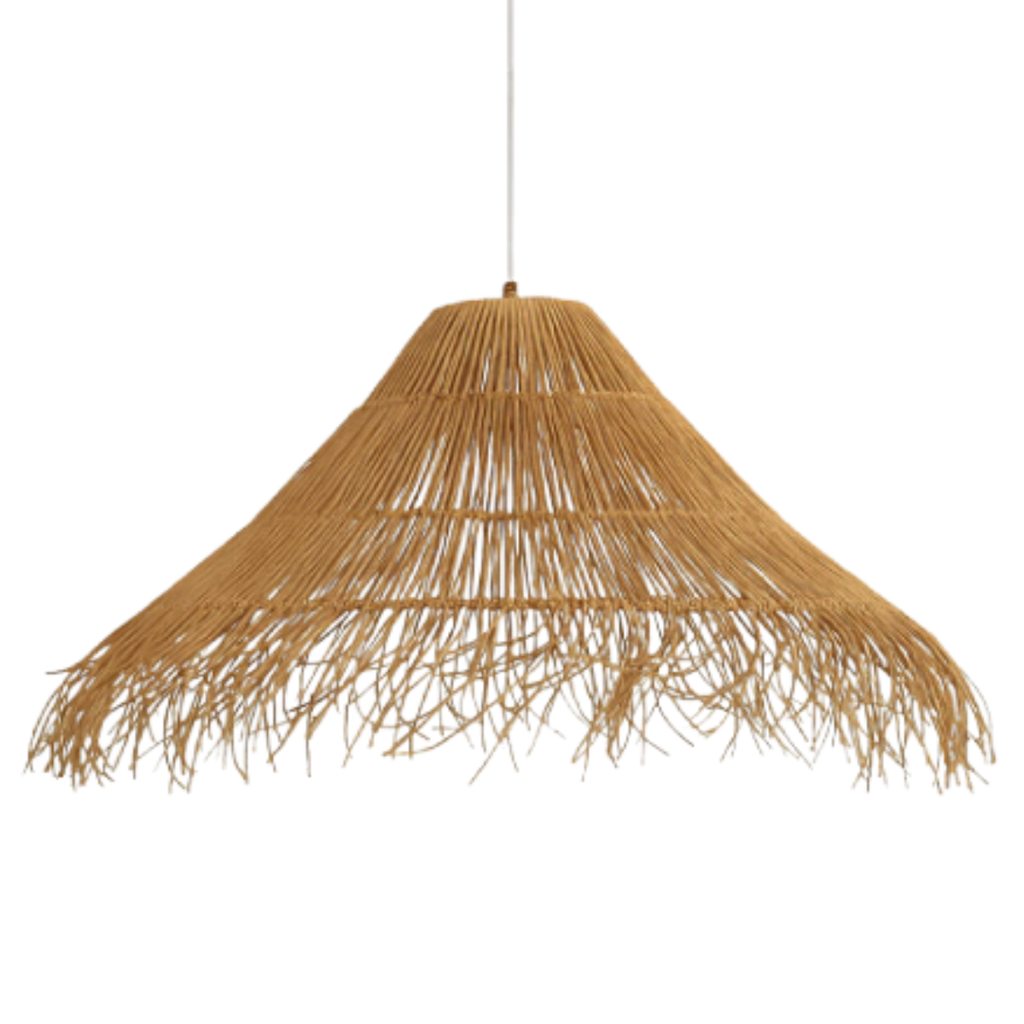 Arima Lámpara Colgante Cachavacha de hierro y tejida en kraft accesorios negros 45x100cm