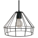 Colgante de alambre negro con madera Ø300 x 220mm