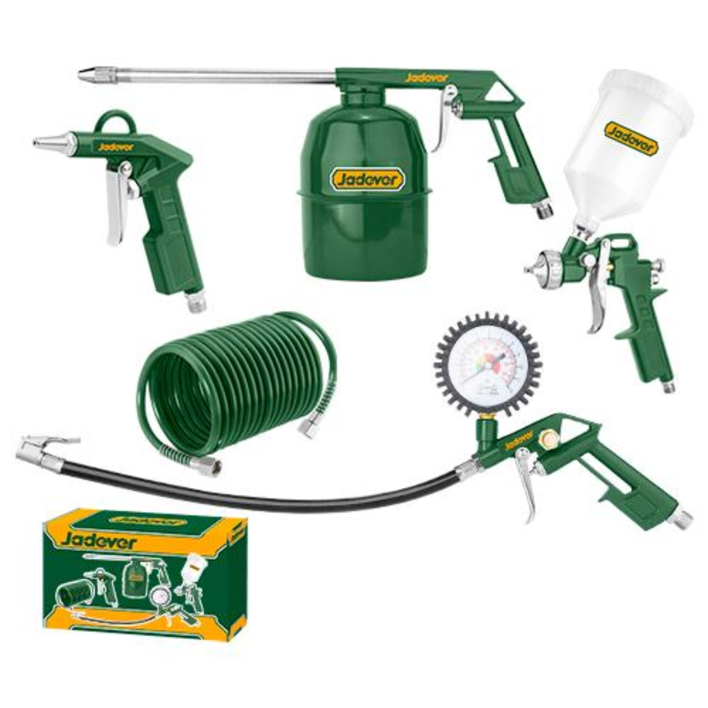 Kit herramientas neumáticas de 5 piezas - Manguera de retroceso, Pistola de aire comprimido, Pistola pulverizadora de aire, Pistola de lavado de aire, Pistola para inflar neumáticos