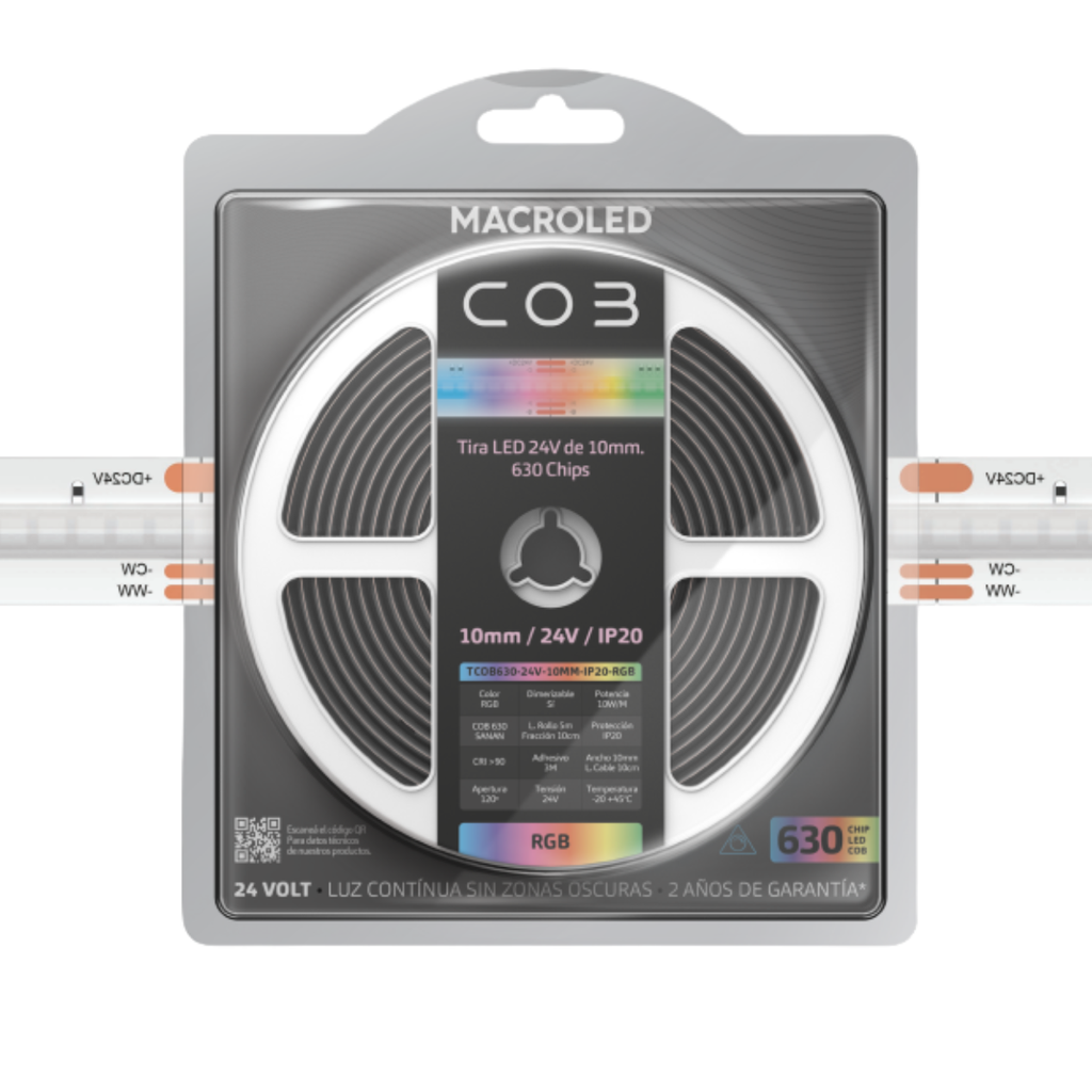 TIRA COB 630 LED X METRO MACROLED RGB, DC24V, 10MM, IP20, 10W