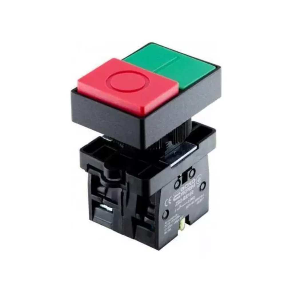 PULSADOR DOBLE VERDE/ROJO PLASTICO SALIENTE (SIN CONTACTOS)