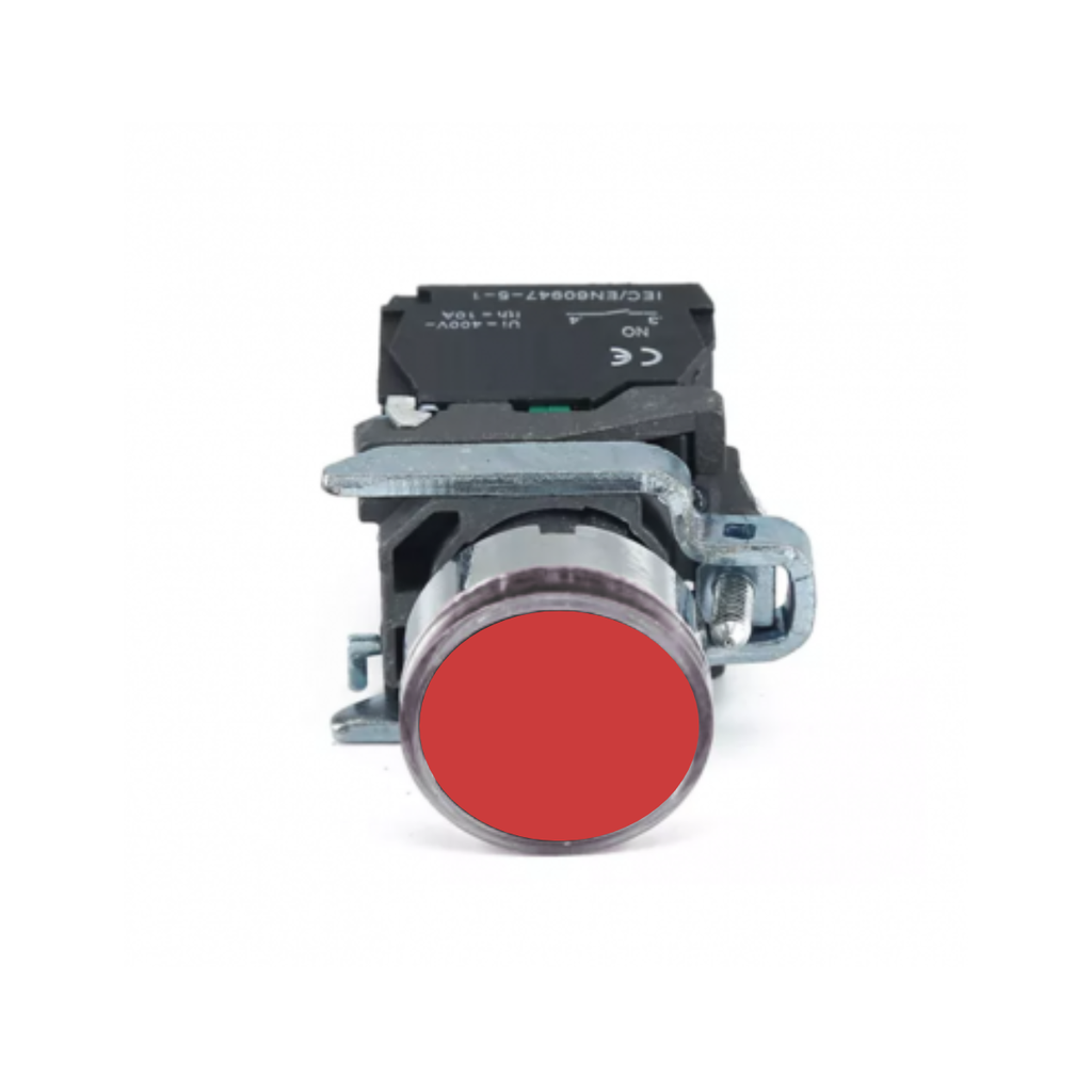 PULSADOR METALICO RASANTE ROJO (1 NC)