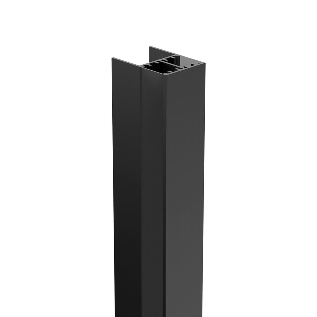 PERFIL DE ALUMINIO BIDIRECCIONAL MACROLED, PARA PLACA DE 18MM, COLOR NEGRO, DIFUSOR NEGRO DE PC, TIRA LED DE HASTA 12MM, CON ENDCAPS, LARGO 2 METROS