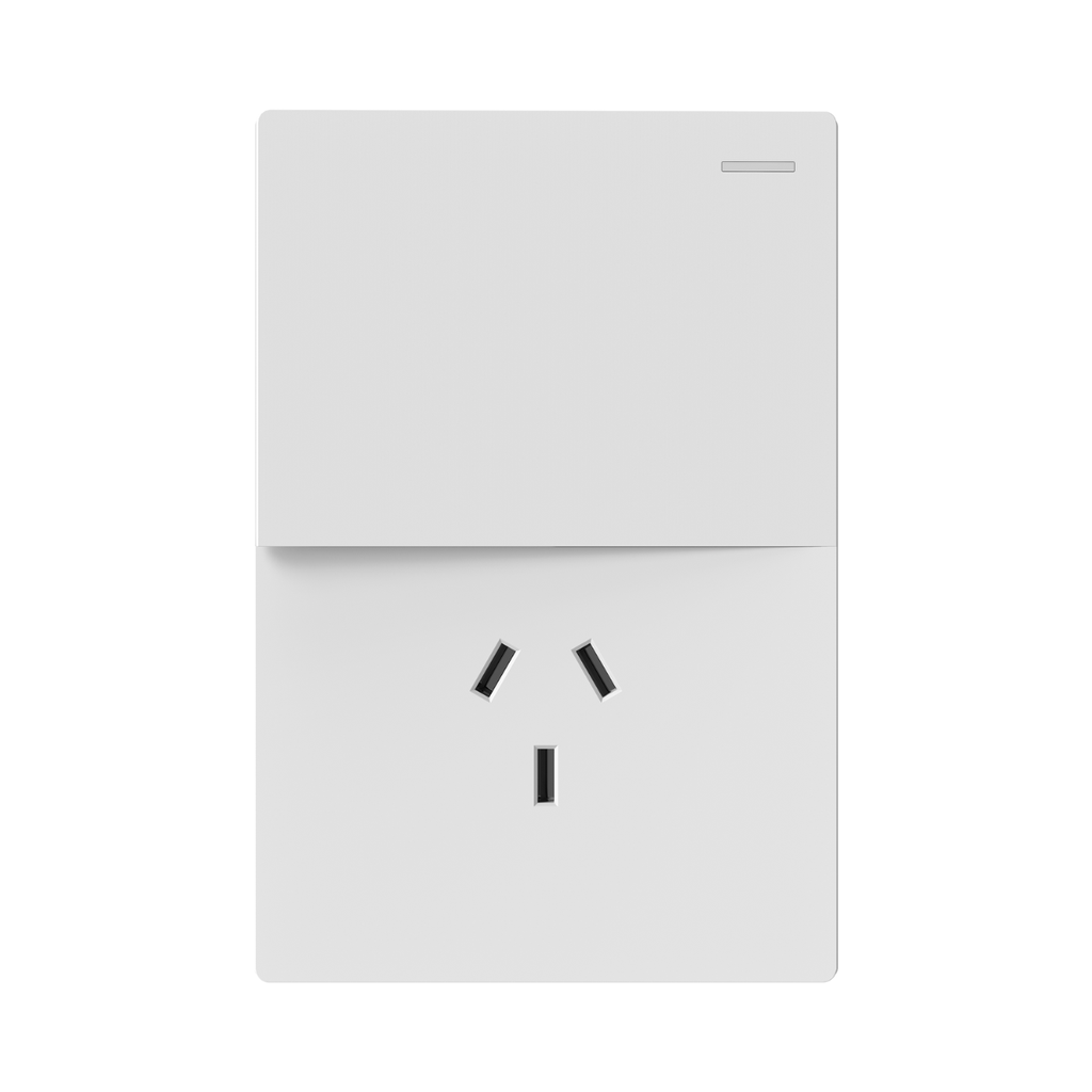 TECLA Y TOMACORRIENTE MILAN BLANCO MACROLED, 1 CANAL, AC 250V, 10A MAX. BASTIDOR METALICO
