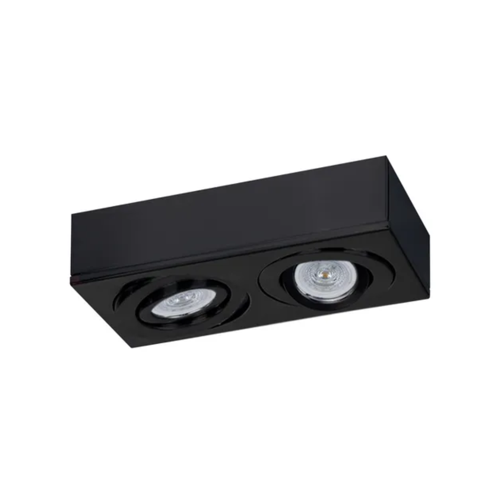 Plafon cardanico para dicro GU10 2 luces 255x134x100mm negro texturado