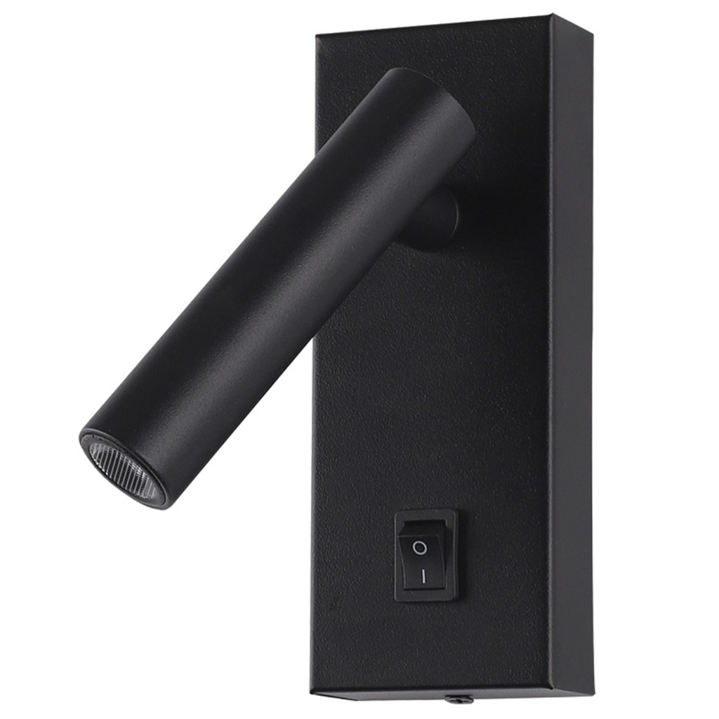 Aplique de pared See con led integrado 2w 3000k. Direccionable con tecla de encendido. Construido en aluminio Uso interior. Negro