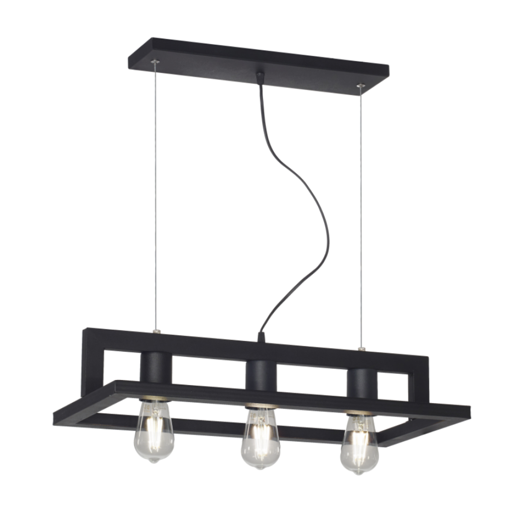 Colgante "CARTAGENA" Caño 602x303x130 Interior E-27 Negro Texturado