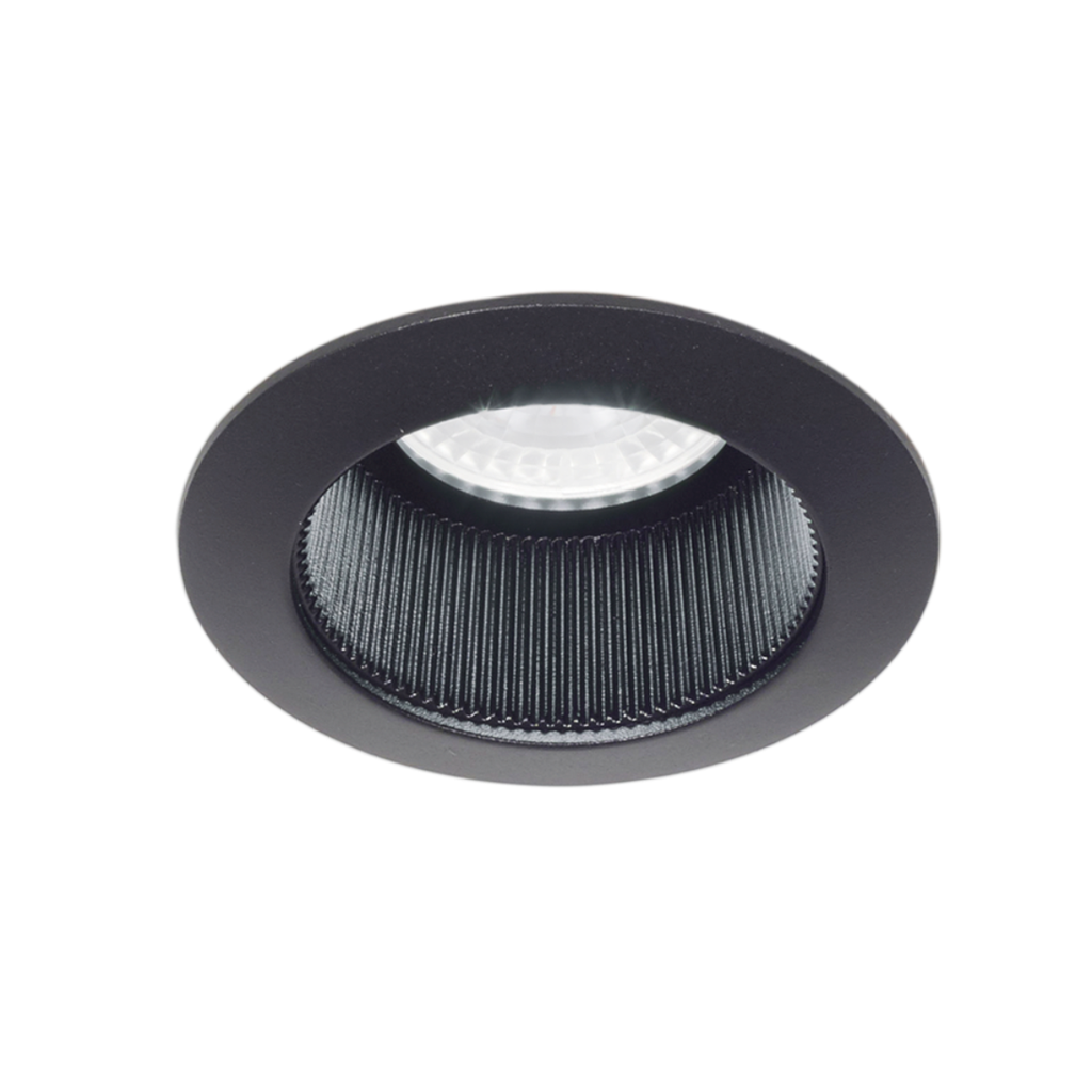 Embutido rerondo fijo aluminio para GU10 - negro