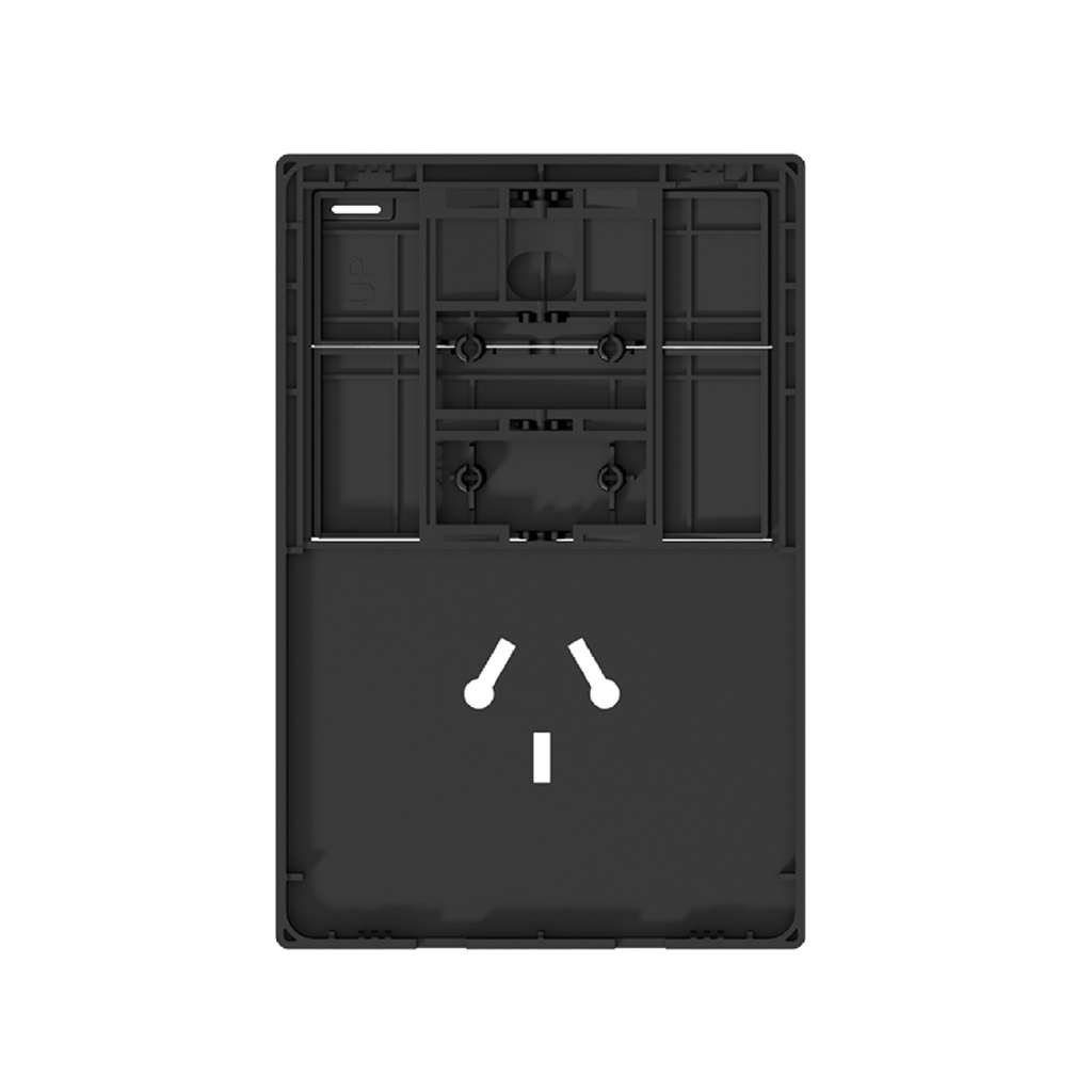 FRENTE PARA TECLA 2 CANALES CON TOMACORRIENTE BI-NORMA MILAN MACROLED, COLOR NEGRO