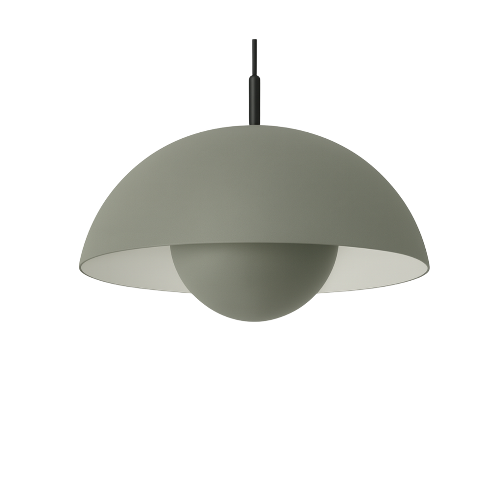 Colgante Media esfera, ø 400 mm con media esfera invertida. 2 x E29 verde pastel