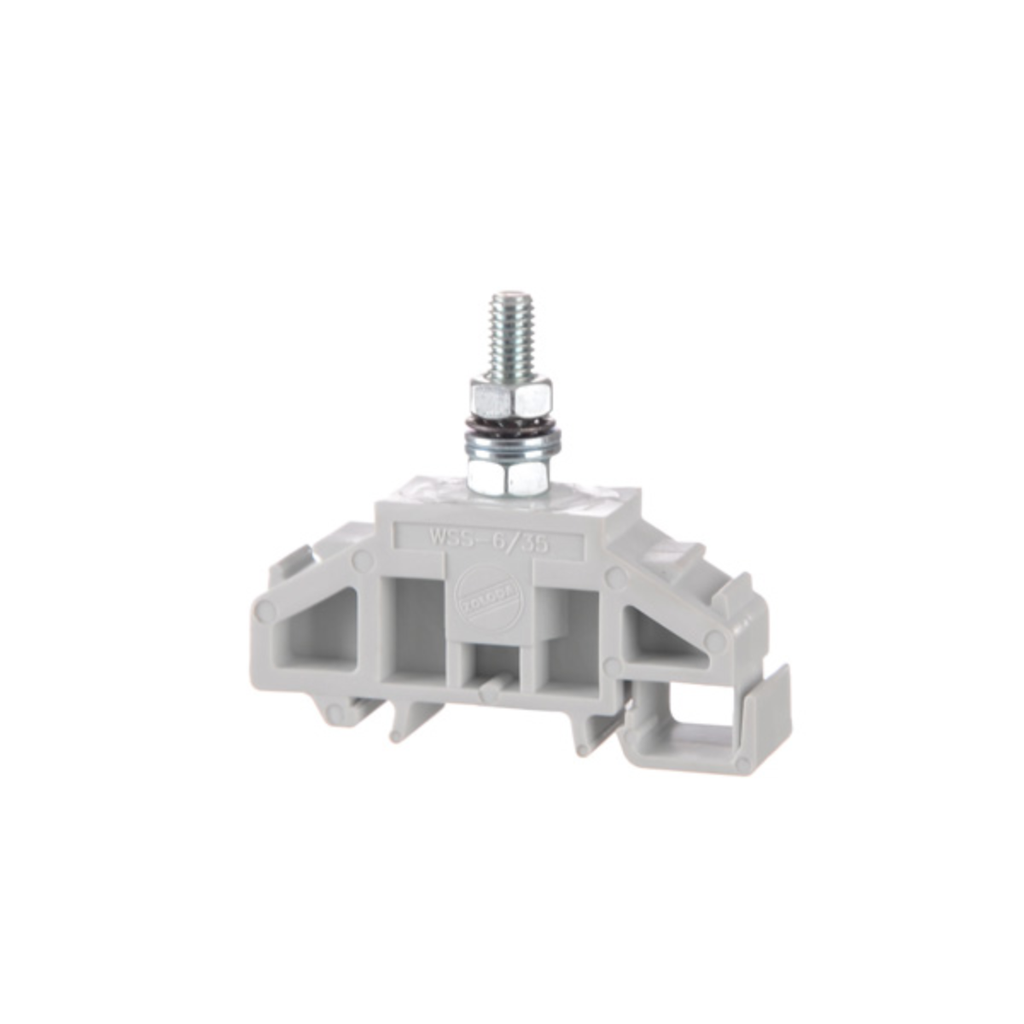 Monoborne para conexión de terminal / diámetro de bulón 6mm. para riel de 35mm. WSS-06/35