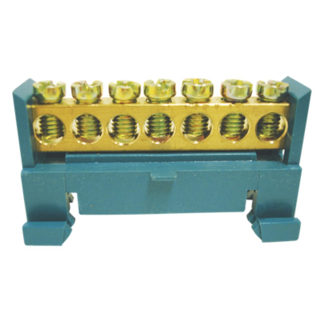 BORNERAS REPARTIDORAS UNIPOLARES TBCIN CON FIJACION SOBRE RIEL DIN 7 BORNES CELESTE