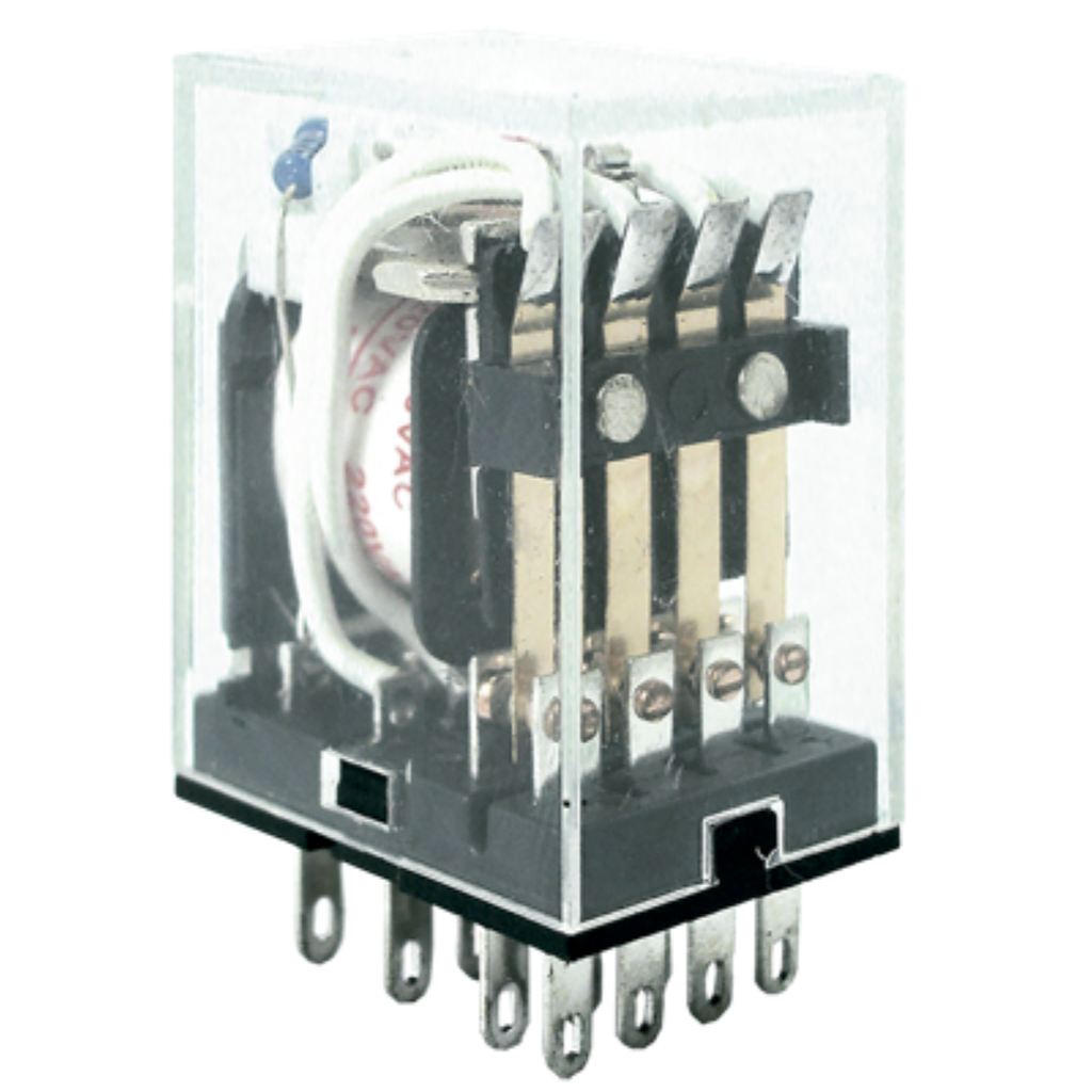 RELE AUXILIAR EXTRAIBLE TBCIN PARA ZOCALO PYF14A-E
C/LED 5A 220VCA -BOBINA 24VCA